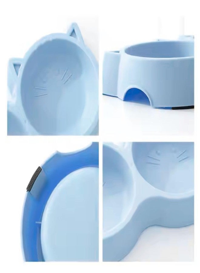 PET FUN وعاء طعام للحيوانات الأليفة من بيت فن، بتصميم وجه قطة مزدوج، 2 في 1 | طبق مزدوج مانع للانزلاق للطعام والماء | وعاء طعام متين من البلاستيك غير السام | مناسب للجراء والكلاب والقطط والقطط الصغيرة (أزرق، 400 مل) | عبوة من 4 قطع - Image 5